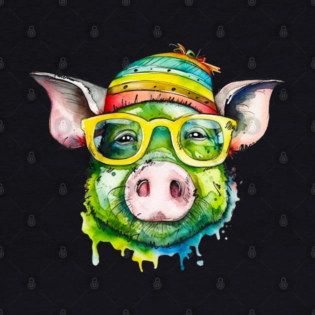 funny pig with glasses by HJstudioDesigns